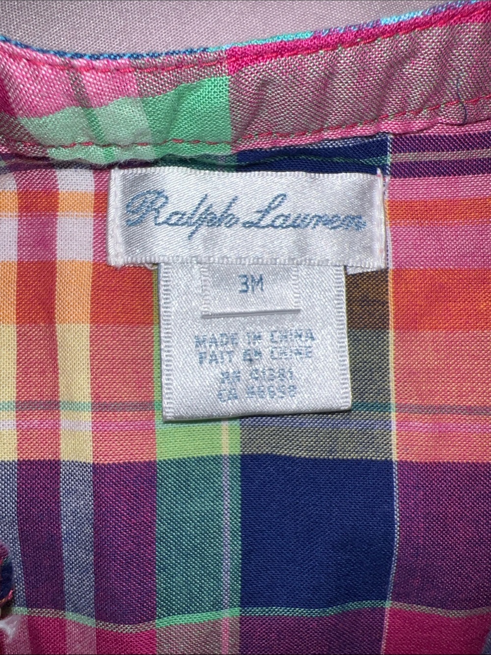 Ralph Lauren Polo Vibrant Multicolor Plaid Baby Dress and Bloomers NWOT - Picture 7 of 7